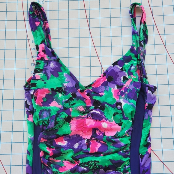 Maxine Of Hollywood Baithing Swim Suit One Piece Women's 12 Floral Y2K 1990s - Picture 2 of 8